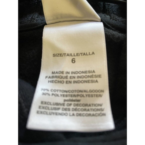 Adidas Girls Size 6 Pullover Hoodie Sweatshirt Black Rainbow Stripes Big Logo - Picture 5 of 5